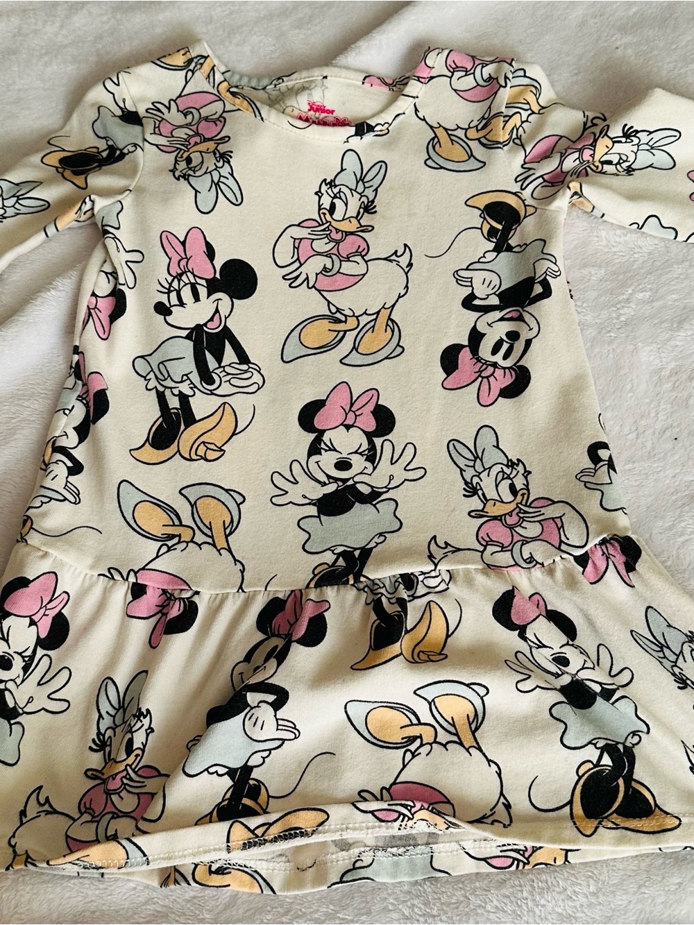 Disney Cream Kids Dress with Minnie & Daisy Pink and Yellow Accents
